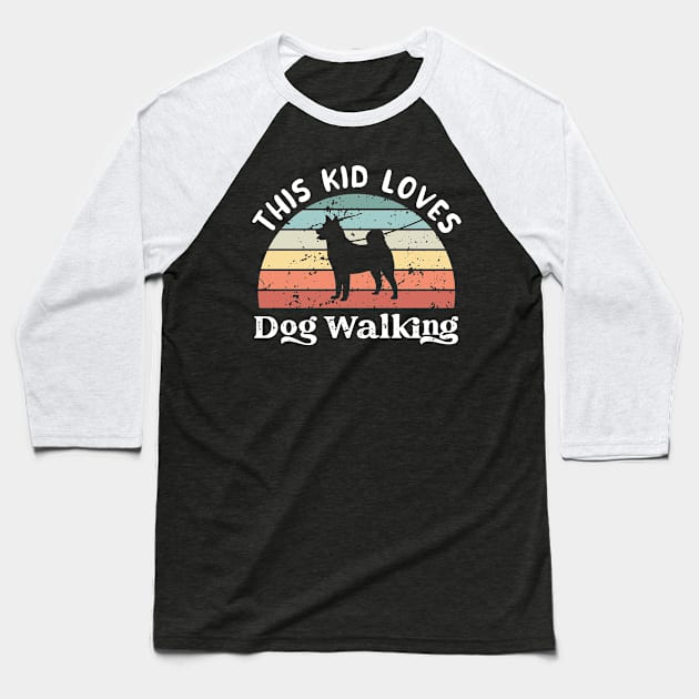 This Kid loves Dog Walking Boys Girls Gift Baseball T-Shirt by qwertydesigns